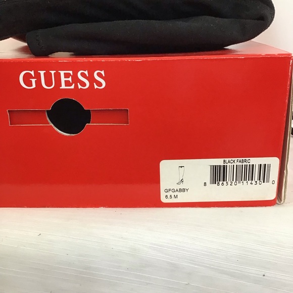 GUESS WOMEN GOTH BLACK SOFT SUADE SQUARE TOE LONG KNEE LENGTH HEEL BOOTS SIZE 6M - Picture 7 of 7